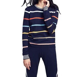 Faherty Surf Sweater Navy Stripe Retail $148 Organic Cotton Sustainable Size S